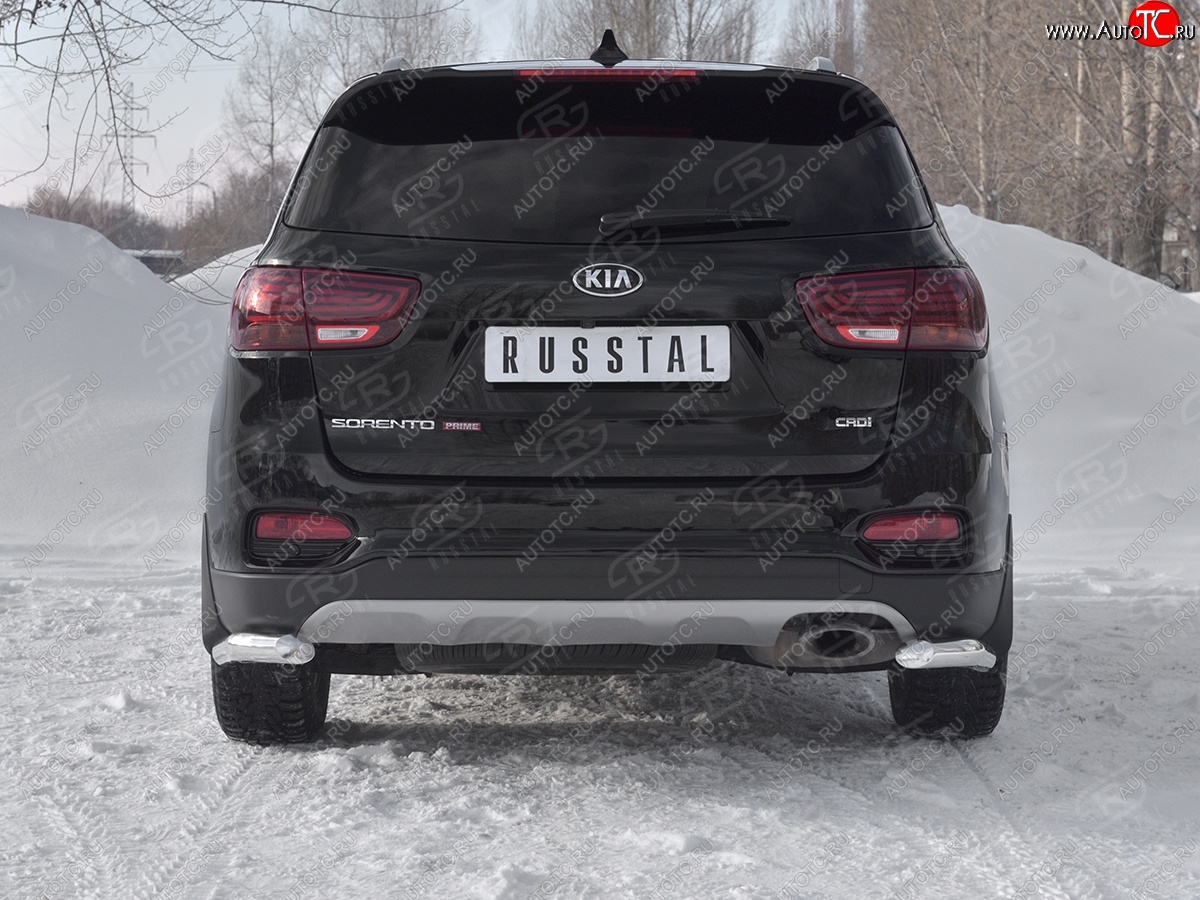 15 799 р. Защита заднего бампера (Ø63 мм уголки, нержавейка) SLITKOFF  KIA Sorento  UM/Prime (2018-2020) рестайлинг  с доставкой в г. Керчь