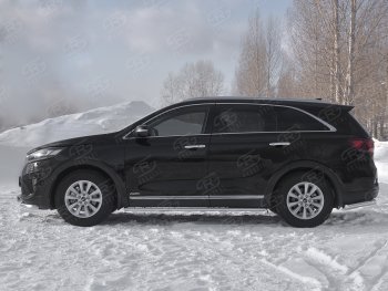 13 299 р. Защита порогов (Ø75x42 мм с проступью, нержавейка) Russtal KIA Sorento UM/Prime рестайлинг (2018-2020)  с доставкой в г. Керчь. Увеличить фотографию 2