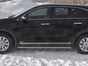 13 299 р. Защита порогов (Ø75x42 мм с проступью, нержавейка) Russtal KIA Sorento UM/Prime рестайлинг (2018-2020)  с доставкой в г. Керчь. Увеличить фотографию 3