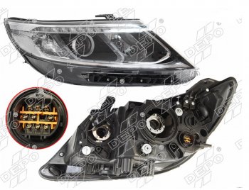 Правая фара (галоген, ДХО, под корректор) DEPO KIA Sorento XM рестайлинг (2012-2015)