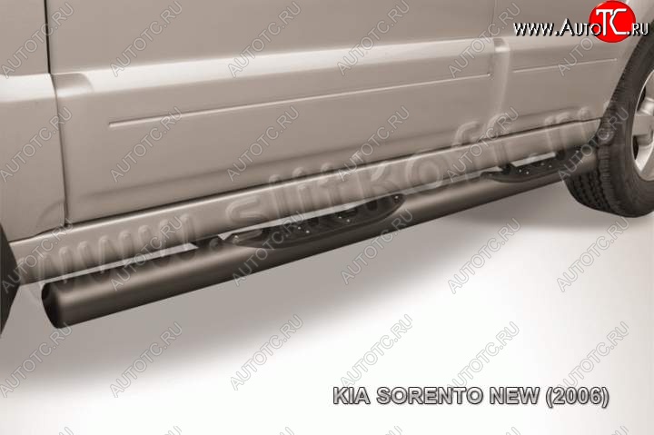 12 399 р. Защита порогов из труб d76 (с проступью) Slitkoff KIA Sorento BL рестайлинг (2006-2010) (Цвет: серебристый)  с доставкой в г. Керчь