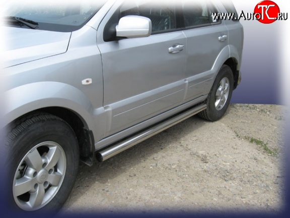 14 999 р. Защита порогов из круглой трубы диаметром 76 мм Slitkoff  KIA Sorento  BL (2006-2010) рестайлинг (нержавейка полированная)  с доставкой в г. Керчь