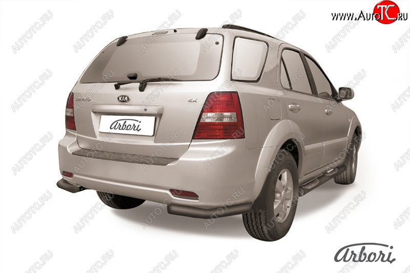7 019 р. Защита заднего бампера Arbori (уголки, черная, 1 труба d57 mm). KIA Sorento BL рестайлинг (2006-2010)  с доставкой в г. Керчь