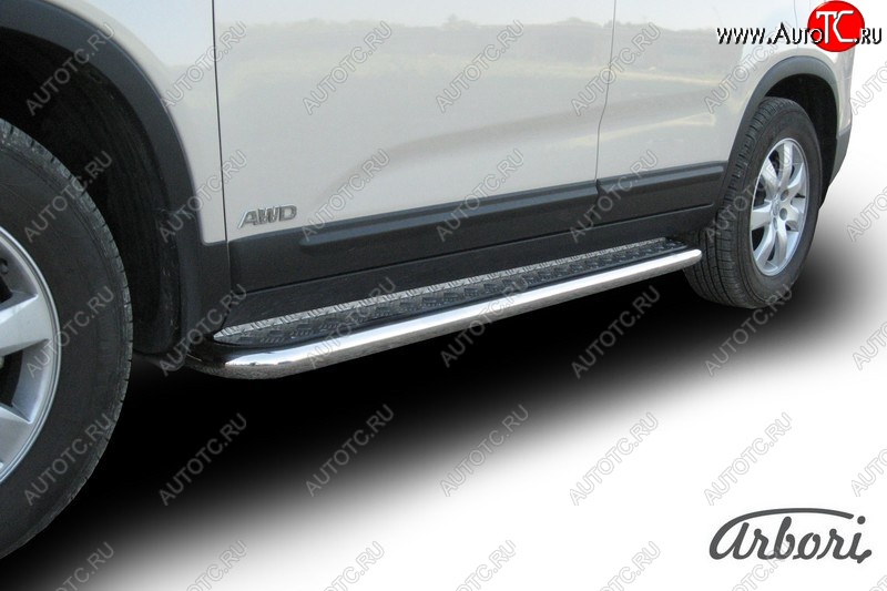 15 569 р. Защита штатных порогов с листом Arbori (нержавейка, алюминий, d57) KIA Sorento XM дорестайлинг (2009-2012)  с доставкой в г. Керчь