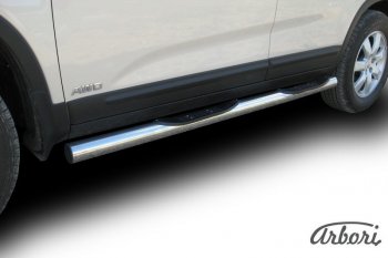 15 749 р. Защита штатных порогов Arbori (с проступью, нержавейка, d76 mm). KIA Sorento XM дорестайлинг (2009-2012)  с доставкой в г. Керчь. Увеличить фотографию 4