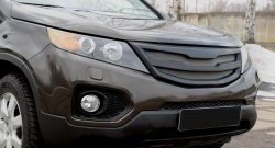 5 509 р. Решётка радиатора RA KIA Sorento XM дорестайлинг (2009-2012) (Глянец под окраску, с металлической сеткой, Неокрашенная)  с доставкой в г. Керчь. Увеличить фотографию 2