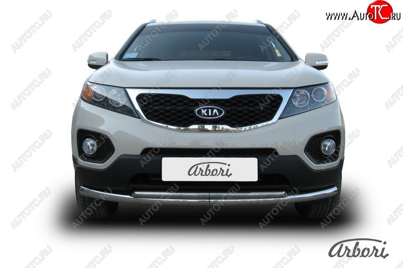 17 099 р. Защита переднего бампера Arbori (нержавейка, 2 трубы d57 и 42 mm) KIA Sorento XM дорестайлинг (2009-2012)  с доставкой в г. Керчь