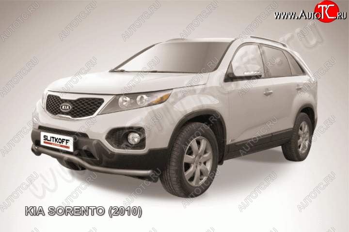 10 849 р. Защита переднего бампера из трубы d57 Slitkoff (волна) KIA Sorento XM дорестайлинг (2009-2012) (Цвет: серебристый)  с доставкой в г. Керчь