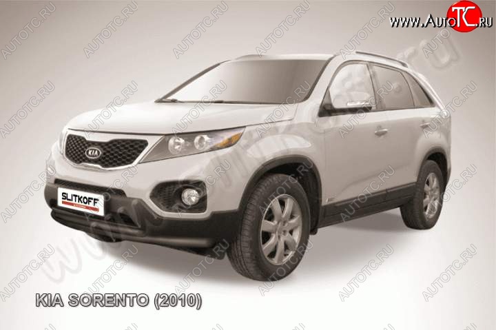 9 399 р. Защита переднего бампера из труб d57+d42 Slitkoff (двойная) KIA Sorento XM дорестайлинг (2009-2012) (Цвет: серебристый)  с доставкой в г. Керчь