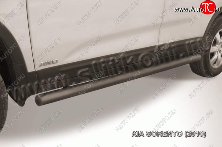 10 349 р. Защита порогов из труб d57 Slitkoff  KIA Sorento  XM (2009-2012) дорестайлинг (Цвет: серебристый)  с доставкой в г. Керчь