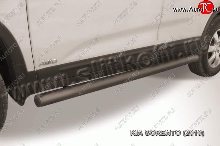 11 949 р. Защита порогов из труб d76 Slitkoff  KIA Sorento  XM (2009-2012) дорестайлинг (Цвет: серебристый)  с доставкой в г. Керчь