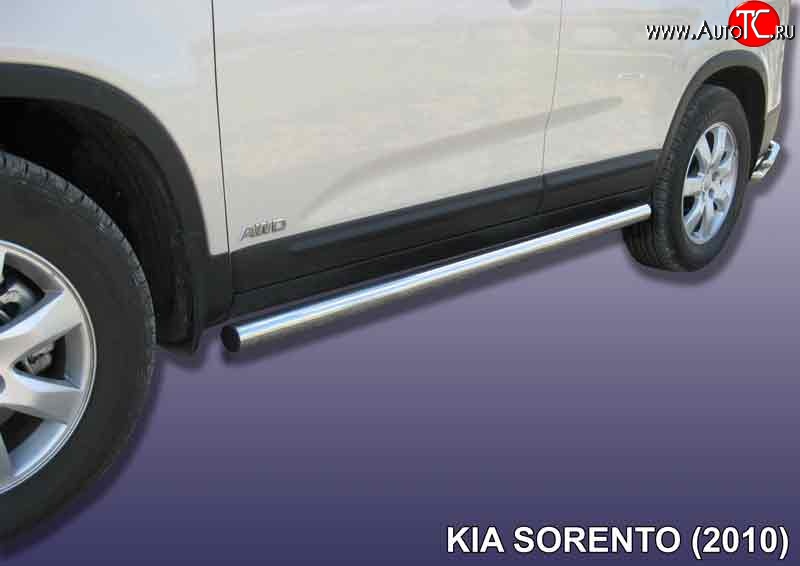 14 799 р. Защита порогов из круглой трубы диаметром 57 мм Slitkoff  KIA Sorento  XM (2009-2012) дорестайлинг (Нержавейка, Полированная)  с доставкой в г. Керчь