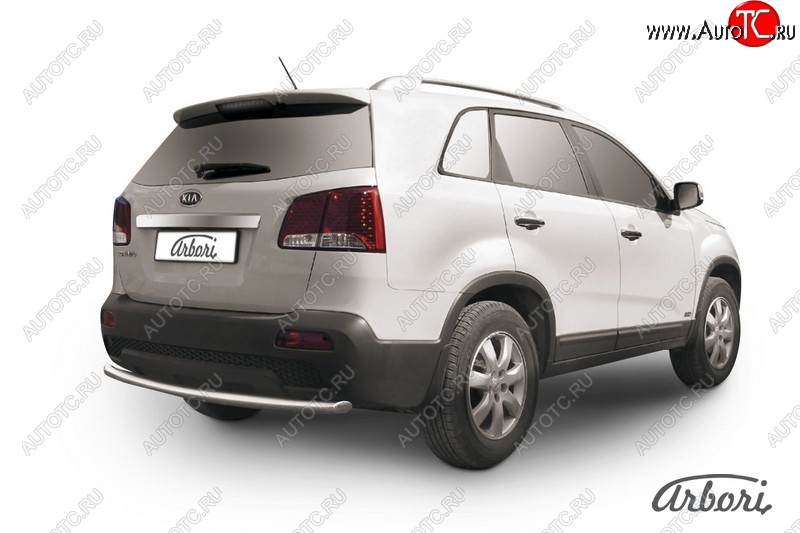 10 349 р. Защита заднего бампера Arbori (радиусная, нержавейка, 1 труба d57 mm). KIA Sorento XM дорестайлинг (2009-2012)  с доставкой в г. Керчь