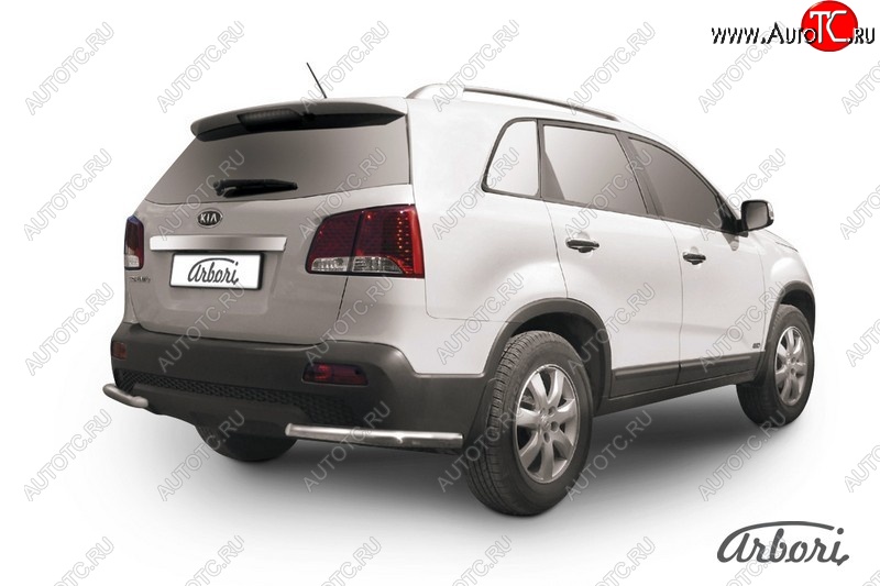 8 189 р. Защита заднего бампера Arbori (уголки, нержавейка, 1 труба d57 mm). KIA Sorento XM дорестайлинг (2009-2012)  с доставкой в г. Керчь