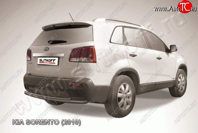 8 949 р. Защита заднего бампера из труб d57+d42 Slitkoff (двойная) KIA Sorento XM дорестайлинг (2009-2012) (Цвет: серебристый)  с доставкой в г. Керчь