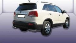 Защита заднего бампера из двух боковых уголков диаметром 57 мм Slitkoff KIA Sorento  XM (2009-2012) дорестайлинг