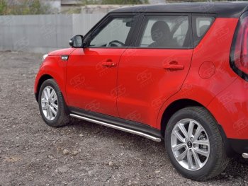 17 999 р. Защита порогов из круглой трубы диаметром 42 мм SLITKOFF v1  KIA Soul  PS (2014-2016) дорестайлинг  с доставкой в г. Керчь. Увеличить фотографию 3