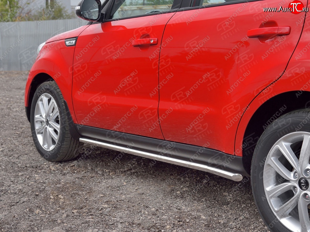 17 999 р. Защита порогов из круглой трубы диаметром 42 мм SLITKOFF v1  KIA Soul  PS (2014-2016) дорестайлинг  с доставкой в г. Керчь