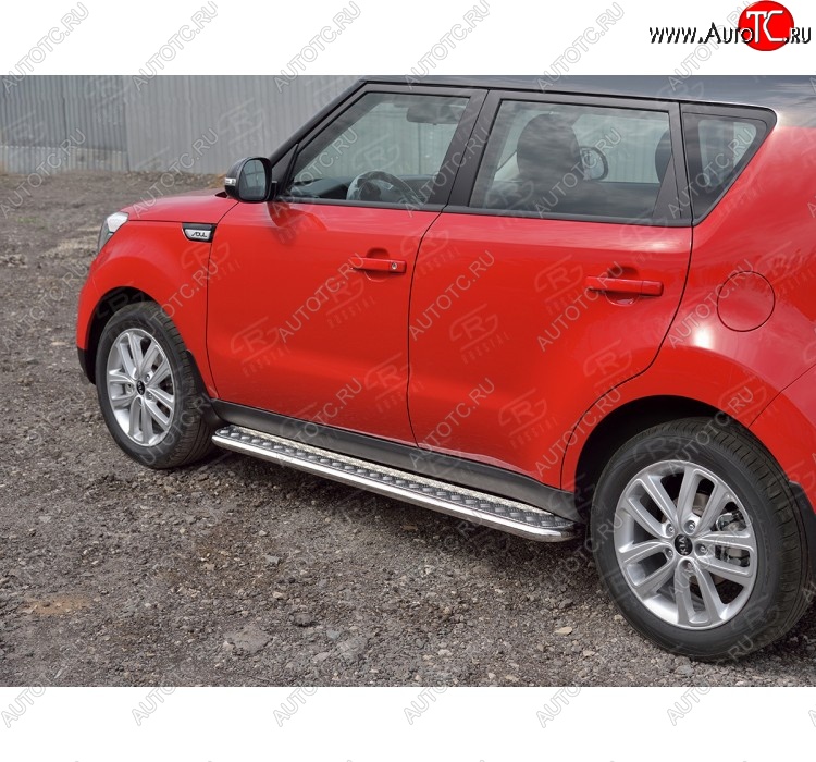 22 999 р. Широкая защита порогов с трубой диаметром 42 мм SLITKOFF v2  KIA Soul  PS (2014-2016) дорестайлинг  с доставкой в г. Керчь
