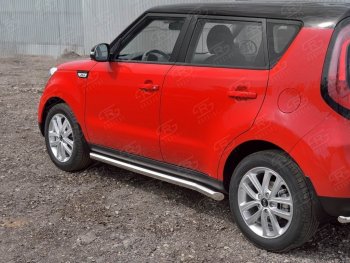 19 999 р. Защита порогов из круглой трубы диаметром 63 мм SLITKOFF v1 KIA Soul PS дорестайлинг (2014-2016)  с доставкой в г. Керчь. Увеличить фотографию 2