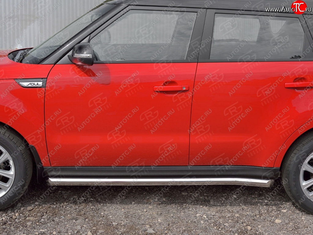 19 999 р. Защита порогов из круглой трубы диаметром 63 мм SLITKOFF v1 KIA Soul PS дорестайлинг (2014-2016)  с доставкой в г. Керчь