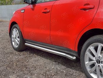 19 999 р. Защита порогов из круглой трубы диаметром 63 мм SLITKOFF v3  KIA Soul  PS (2014-2016) дорестайлинг  с доставкой в г. Керчь. Увеличить фотографию 2