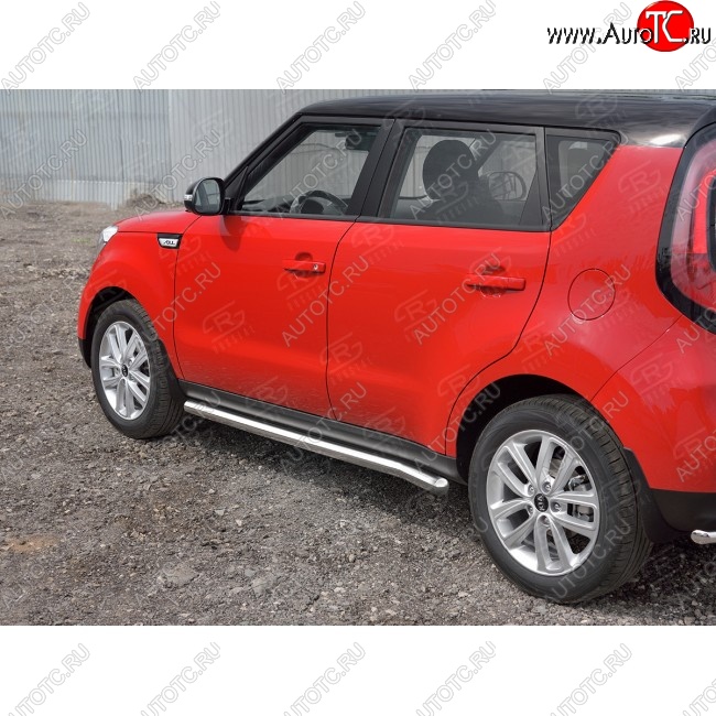 19 999 р. Защита порогов из круглой трубы диаметром 63 мм SLITKOFF v3  KIA Soul  PS (2014-2016) дорестайлинг  с доставкой в г. Керчь
