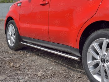 16 649 р. Защита порогов из овальной трубы d75x42 мм с проступью Russtal KIA Soul PS дорестайлинг (2014-2016)  с доставкой в г. Керчь. Увеличить фотографию 3