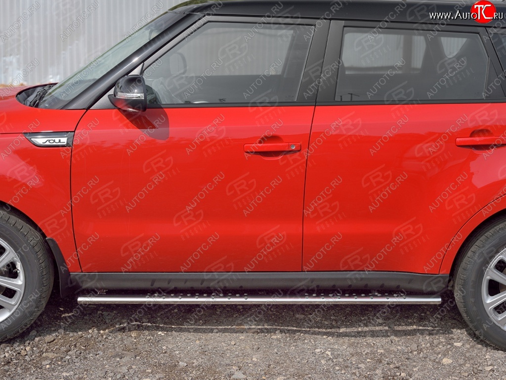16 649 р. Защита порогов из овальной трубы d75x42 мм с проступью Russtal KIA Soul PS дорестайлинг (2014-2016)  с доставкой в г. Керчь