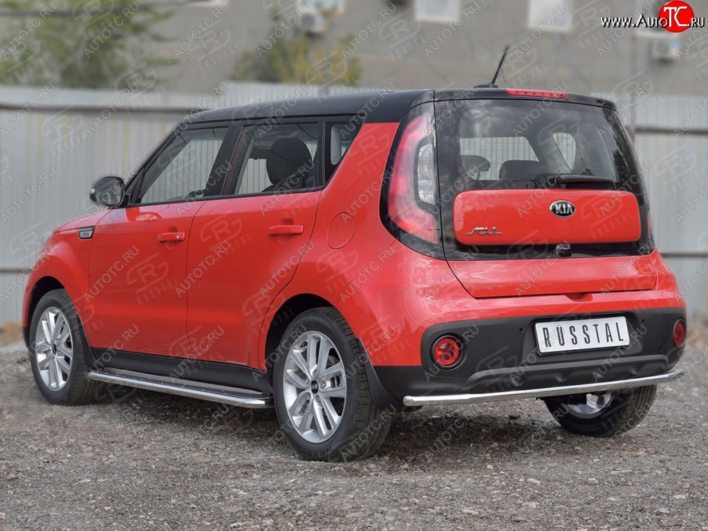 14 499 р. Одинарная защита заднего бампера диаметром 42 SLITKOFF  KIA Soul  PS (2014-2016) дорестайлинг  с доставкой в г. Керчь