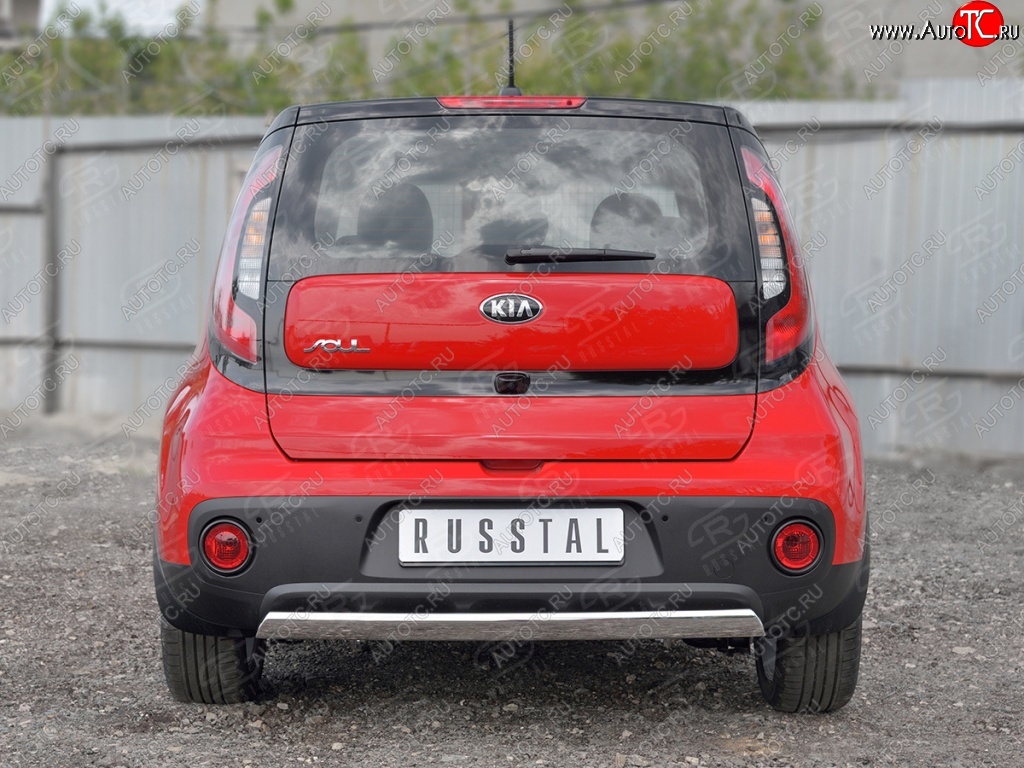 12 999 р. Защита заднего бампера (Ø75x42 мм, нержавейка) Russtal KIA Soul PS дорестайлинг (2014-2016)  с доставкой в г. Керчь
