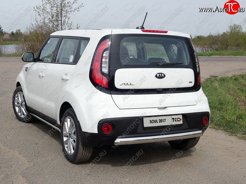 14 349 р. Защита заднего бампера (овальная) ТСС (нержавейка d75х42 мм)  KIA Soul  PS (2017-2019) рестайлинг  с доставкой в г. Керчь