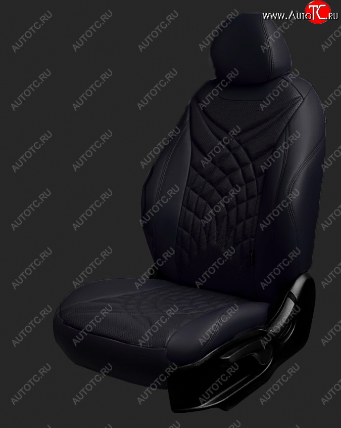 17 399 р. Чехлы для сидений Lord Autofashion Байрон ЖУК (экокожа, спинка 60/40, 3 Г-образных подголовника) KIA Soul SK3 (2018-2022) (Черный, вставка черная, строчка черная)  с доставкой в г. Керчь