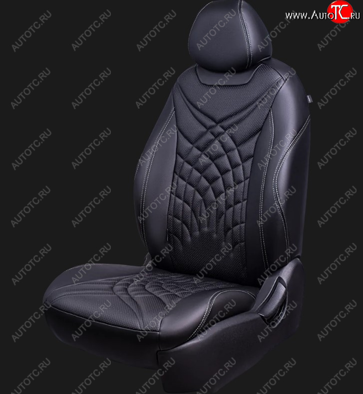 23 549 р. Чехлы для сидений Lord Autofashion Байрон ЖУК (экокожа, спинка 60/40, 3 Г-образных подголовника)  KIA Soul  SK3 (2018-2022) (Черный, вставка черная, строчка серая)  с доставкой в г. Керчь