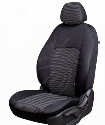 Чехлы для сидений Lord Autofashion Дублин (жаккард) KIA Soul AM дорестайлинг (2008-2011) (Черный, вставка Прямоугольник черный)