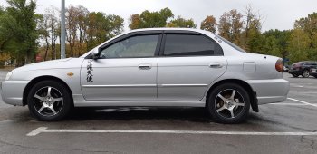4 099 р. Пластиковые накладки на пороги SVS  KIA Spectra (2000-2009) (Неокрашенные)  с доставкой в г. Керчь. Увеличить фотографию 4