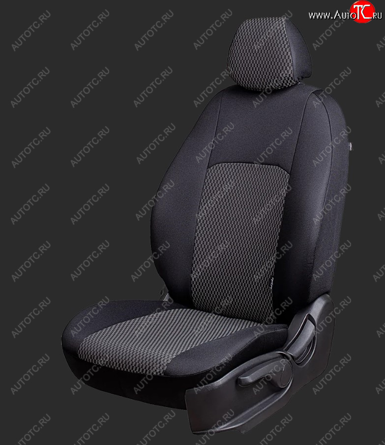 6 649 р. Чехлы для сидений Lord Autofashion Дублин (жаккард, спинка 60/40, 3 П-образных подголовника) KIA Spectra (2000-2009) (Черный, вставка Прямоугольник черный)  с доставкой в г. Керчь