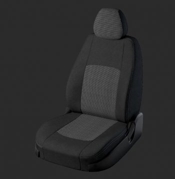 Чехлы для сидений Lord Autofashion Турин (жаккард, спинка 60/40, 3 П-образных подголовника) KIA Spectra (2000-2009) (Черный, вставка Тома Серый)