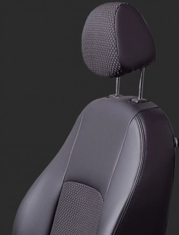 5 399 р. Чехлы для сидений Lord Autofashion Турин (экокожа/жаккард, спинка 60/40, 3 П-образных подголовника) KIA Spectra (2000-2009) (Черный, вставка жаккард Чёрный Вега)  с доставкой в г. Керчь. Увеличить фотографию 2