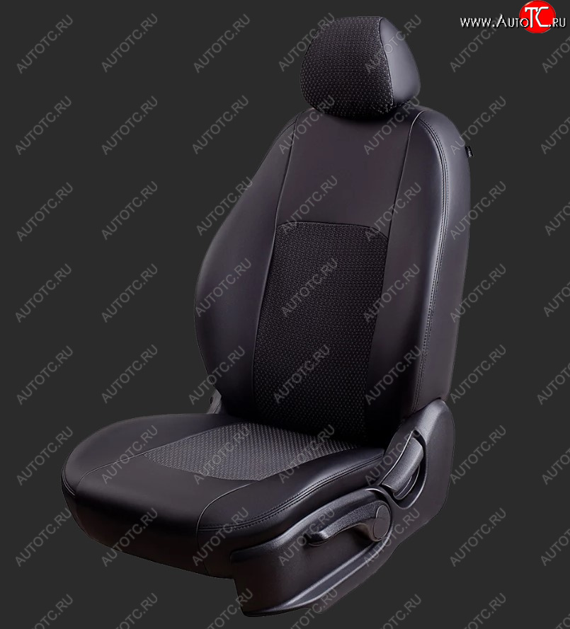 5 399 р. Чехлы для сидений Lord Autofashion Турин (экокожа/жаккард, спинка 60/40, 3 П-образных подголовника) KIA Spectra (2000-2009) (Черный, вставка жаккард Чёрный Вега)  с доставкой в г. Керчь