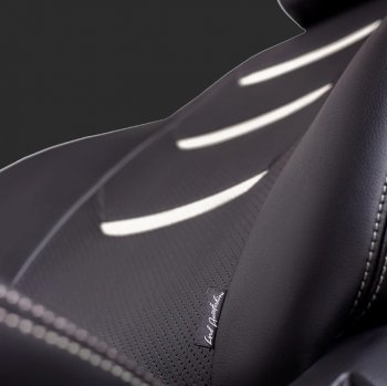 Чехлы для сидений Lord Autofashion Турин 2 (экокожа, спинка 60/40, 3 П-образных подголовника) KIA Spectra (2000-2009) (Черный, вставка черная/белая, строчка белая)