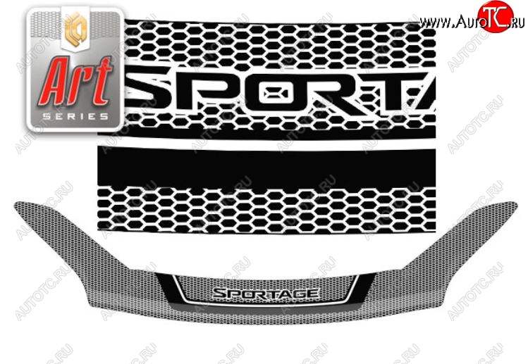2 299 р. Дефлектор капота CA-Plastiс  KIA Sportage  4 QL (2016-2022) дорестайлинг, рестайлинг (Серия Art черная)  с доставкой в г. Керчь