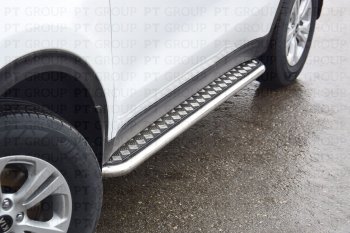 24 449 р. Порожки для ног из трубы Ø51 с алюминиевой площадкой Petroil Tuning  KIA Sportage  4 QL (2016-2022) дорестайлинг, рестайлинг (Нержавеющая полированная сталь)  с доставкой в г. Керчь. Увеличить фотографию 4