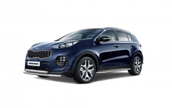 21 059 р. Защита переднего бампера двойная из труб d63/63 мм Petroil Tuning  KIA Sportage  4 QL (2016-2018) дорестайлинг (Нержавеющая полированная сталь)  с доставкой в г. Керчь. Увеличить фотографию 2