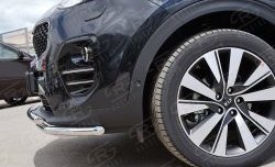 16 249 р. Защита переднего бампера (2 трубыØ42 мм, нержавейка) SLITKOFF  KIA Sportage  4 QL (2016-2018) дорестайлинг  с доставкой в г. Керчь. Увеличить фотографию 4