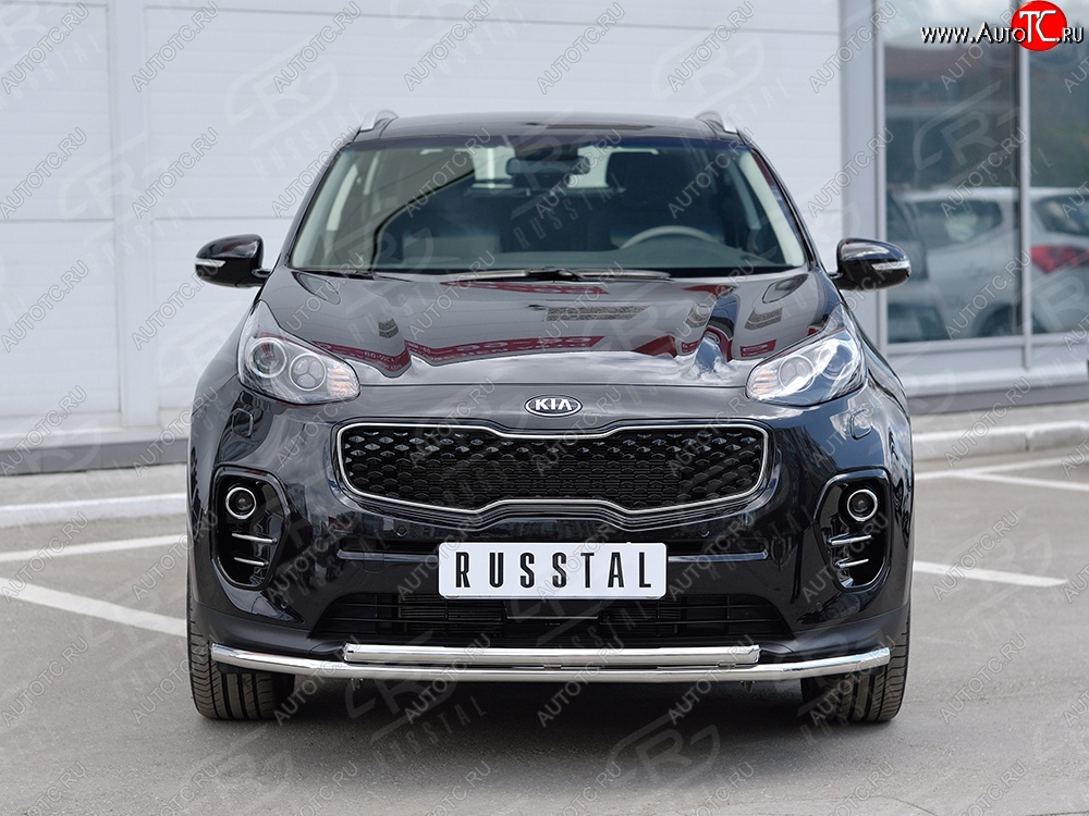 16 249 р. Защита переднего бампера (2 трубыØ42 мм, нержавейка) SLITKOFF  KIA Sportage  4 QL (2016-2018) дорестайлинг  с доставкой в г. Керчь