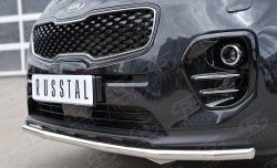 11 399 р. Защита переднего бампера (Ø42 мм, нержавейка) SLITKOFF  KIA Sportage  4 QL (2016-2018) дорестайлинг  с доставкой в г. Керчь. Увеличить фотографию 4