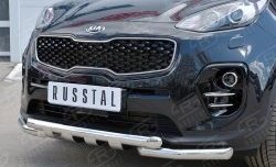 24 999 р. Защита переднего бампера (2 трубы Ø63 мм с зубами, нержавейка) SLITKOFF  KIA Sportage  4 QL (2016-2018) дорестайлинг  с доставкой в г. Керчь. Увеличить фотографию 3