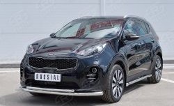 16 999 р. Защита переднего бампера (2 трубыØ63 и 42 мм, нержавейка) SLITKOFF  KIA Sportage  4 QL (2016-2018) дорестайлинг  с доставкой в г. Керчь. Увеличить фотографию 2
