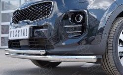 16 999 р. Защита переднего бампера (2 трубыØ63 и 42 мм, нержавейка) SLITKOFF  KIA Sportage  4 QL (2016-2018) дорестайлинг  с доставкой в г. Керчь. Увеличить фотографию 4